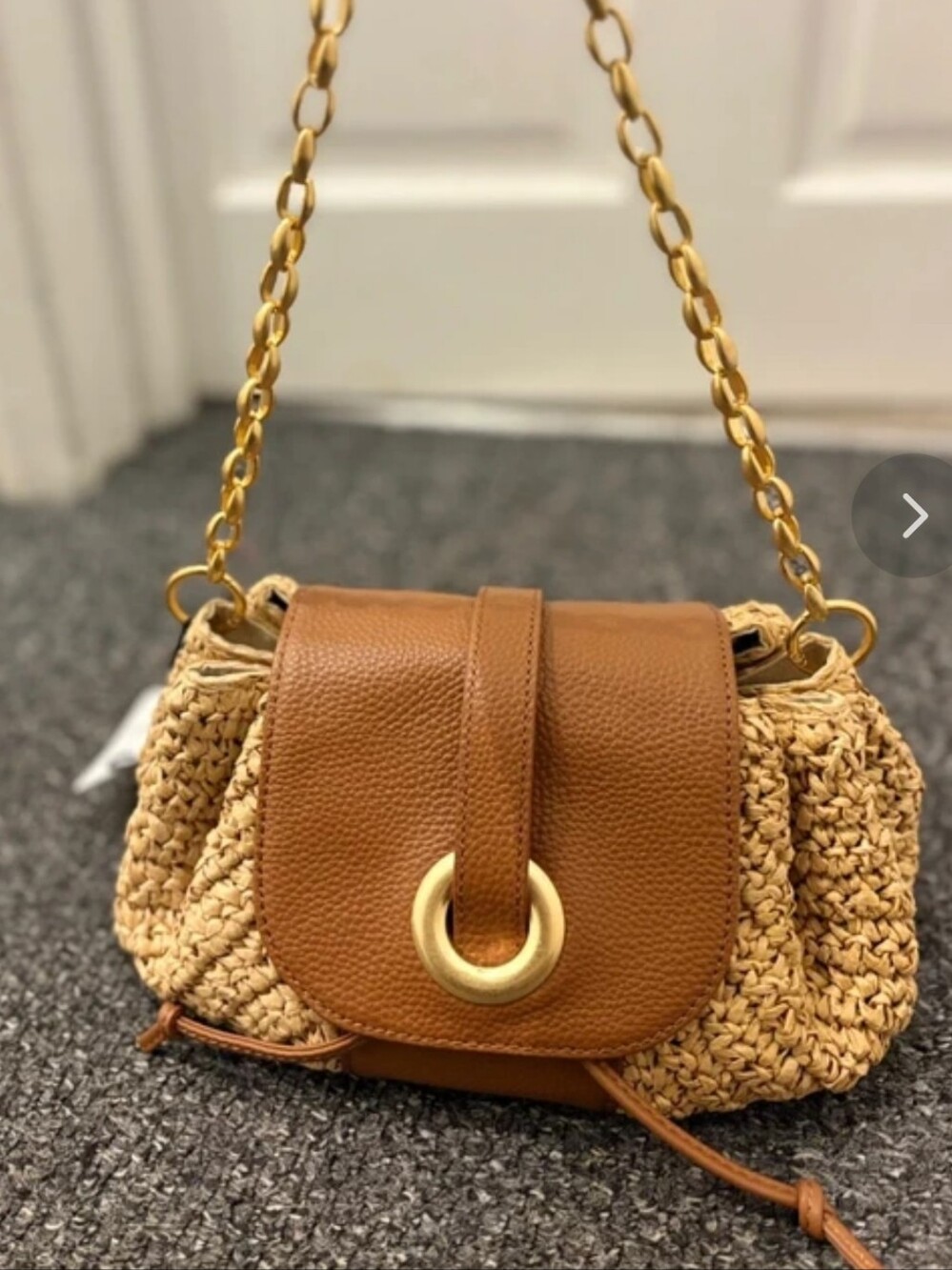Reiss Lori Raffia-Effect and Leather Shoulder Bag in Natural - Picture 14 of 14